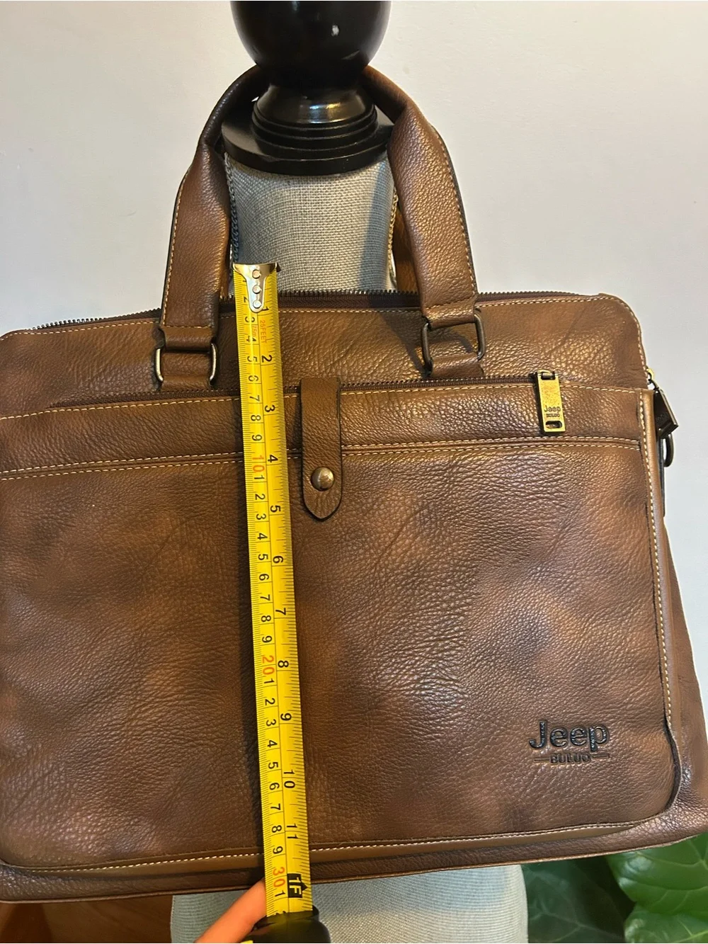 Jeep Brown Leather Briefcase Messenger Bag